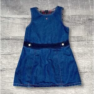 Tommy Hilfiger Sleeveless Denim Jumper Girls 3T Pleated Dress Classic Preppy